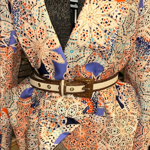 Ark & Co. Women's Multicolor Patterned Jacket (Belt included) - Picture 10 of 10